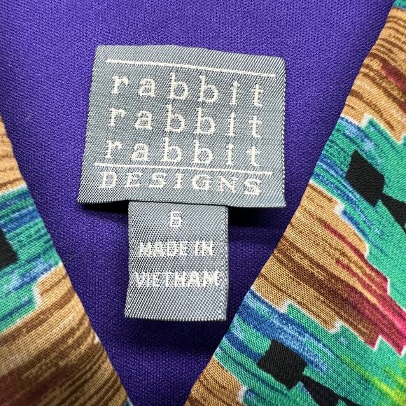 Rabbit Vintage Handkerchief Dress Womens 6 Empire Smocked Waist Artsy Festival - Picture 3 of 15